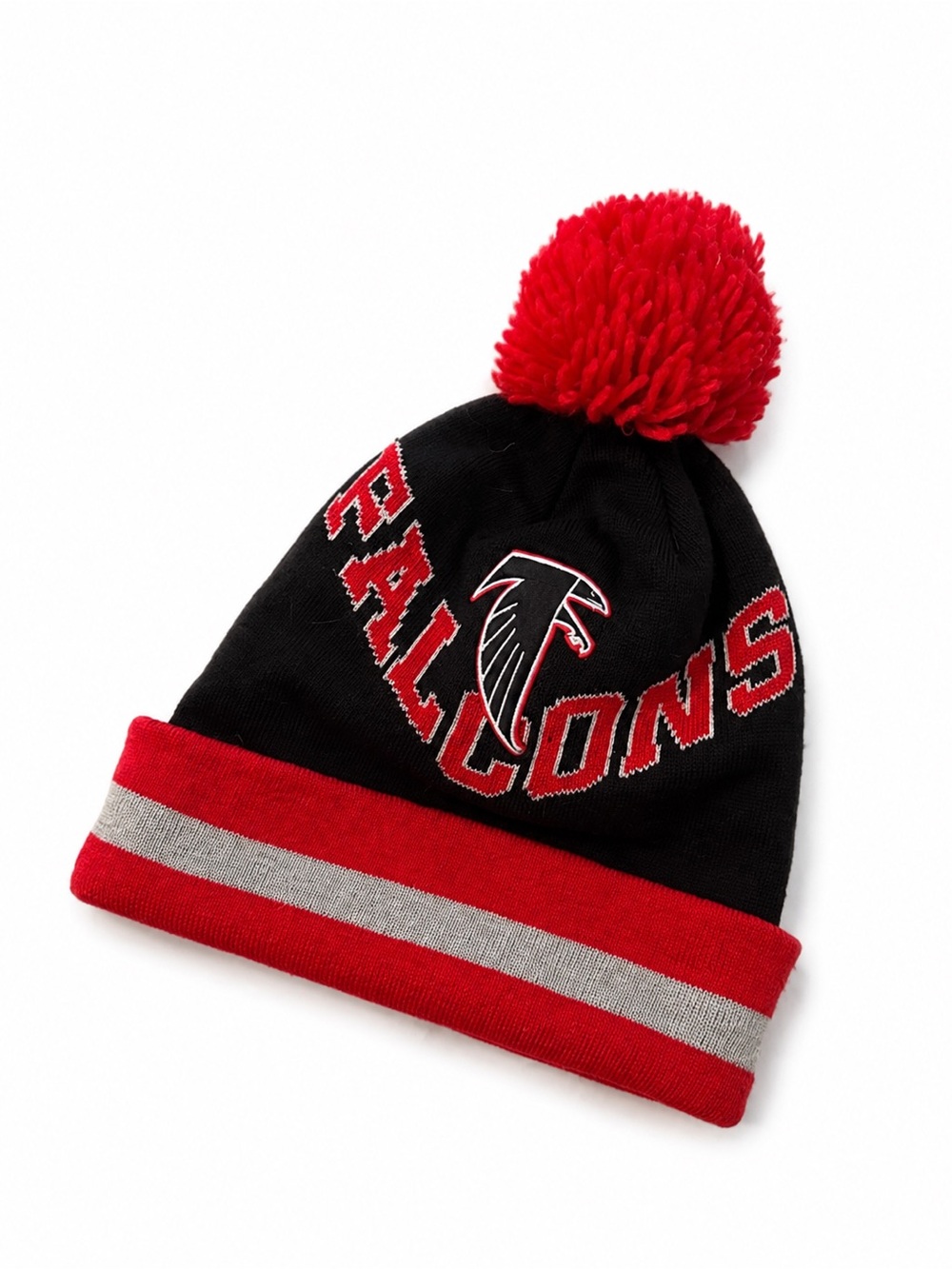 Mitchell & Ness Atlanta Falcons NFL Pom Beanie Black Red Gray OS